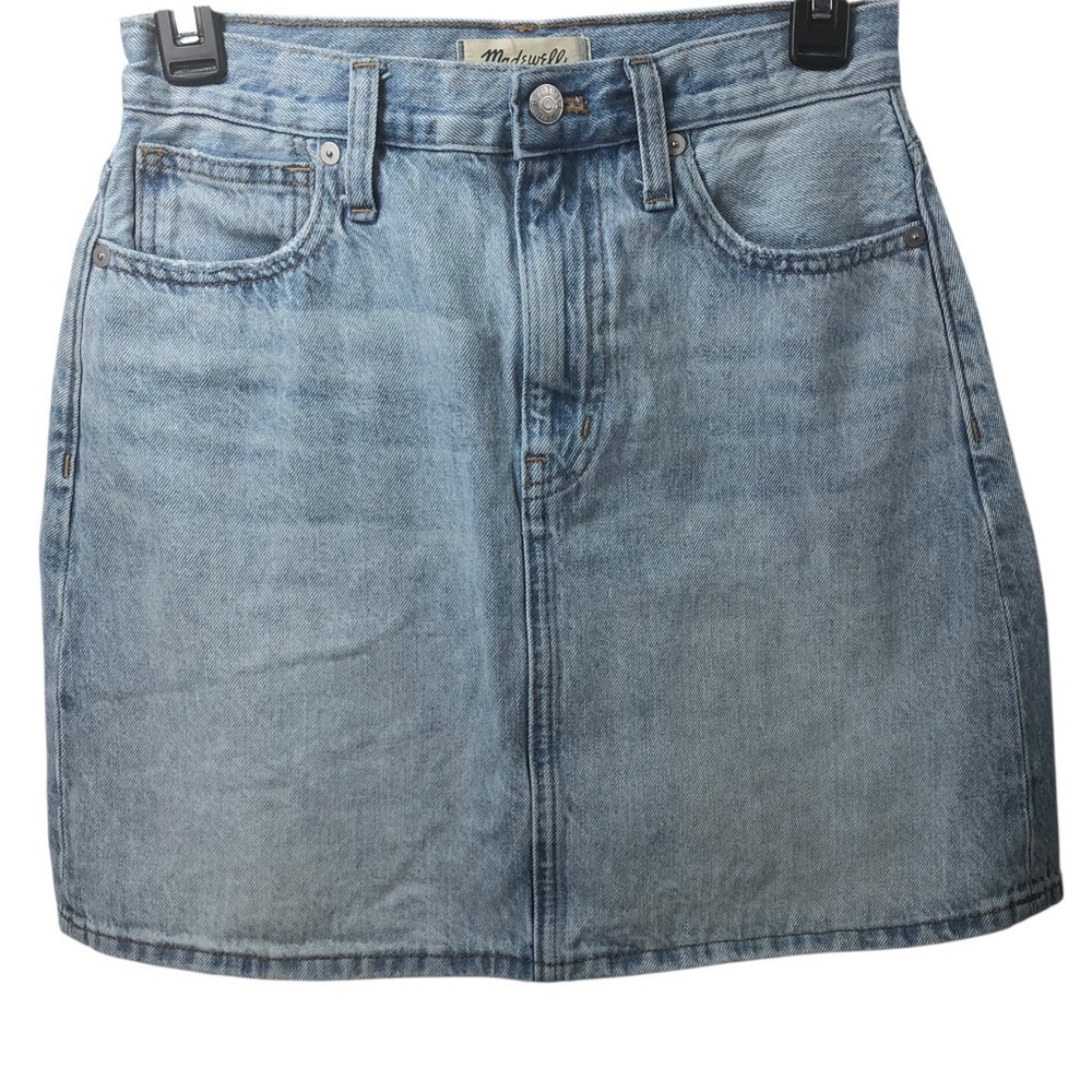 Madewell Rigid Denim A-Line Skirt Sz 24 Light Wash Classic Boho Preppy Casual